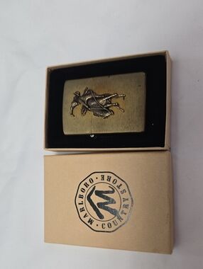 Vintage Brass Marlboro Cowboy Zippo-Style Lighter